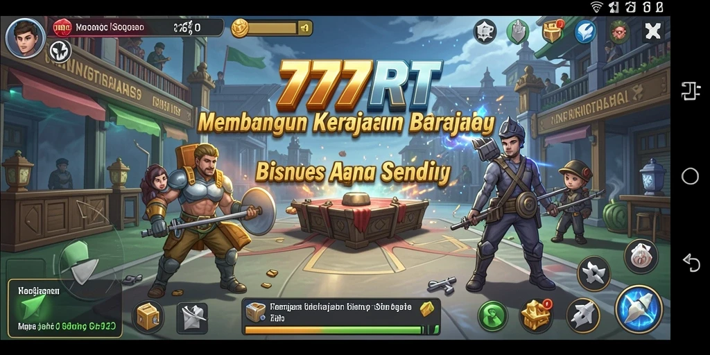Tampilan gameplay <strong>777RT</strong> yang menarik dengan elemen manajemen Tycoon.