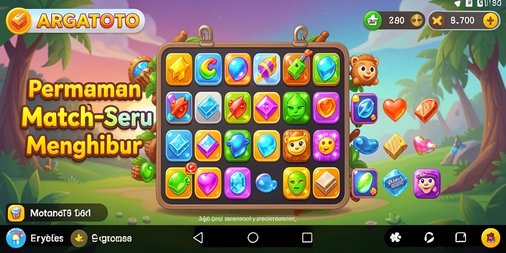 Screenshot gameplay menarik dari ARGATOTO: mencocokkan elemen warna-warni.