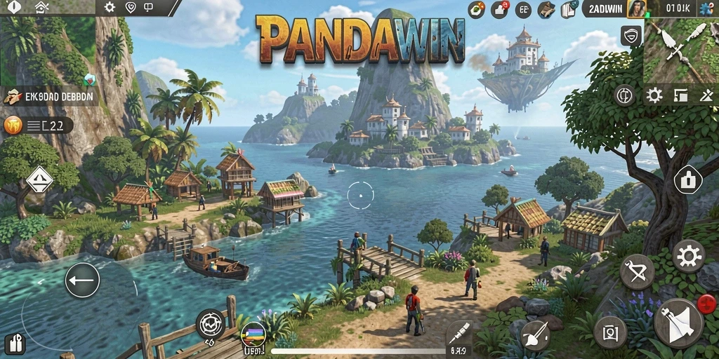 Gameplay PANDAWIN yang imersif di dunia terbuka.