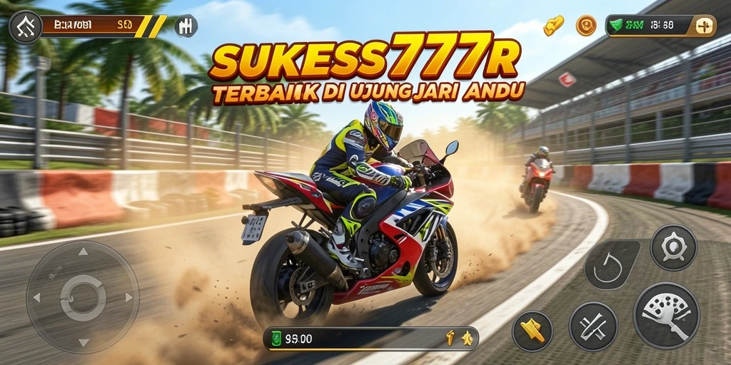 Tampilan gameplay balapan motor yang mendebarkan di SUKSES777.