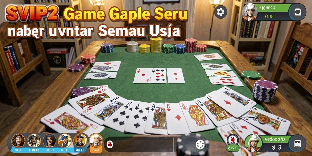 Tangkapan layar utama SVIP2 menampilkan keseruan permainan Gaple.